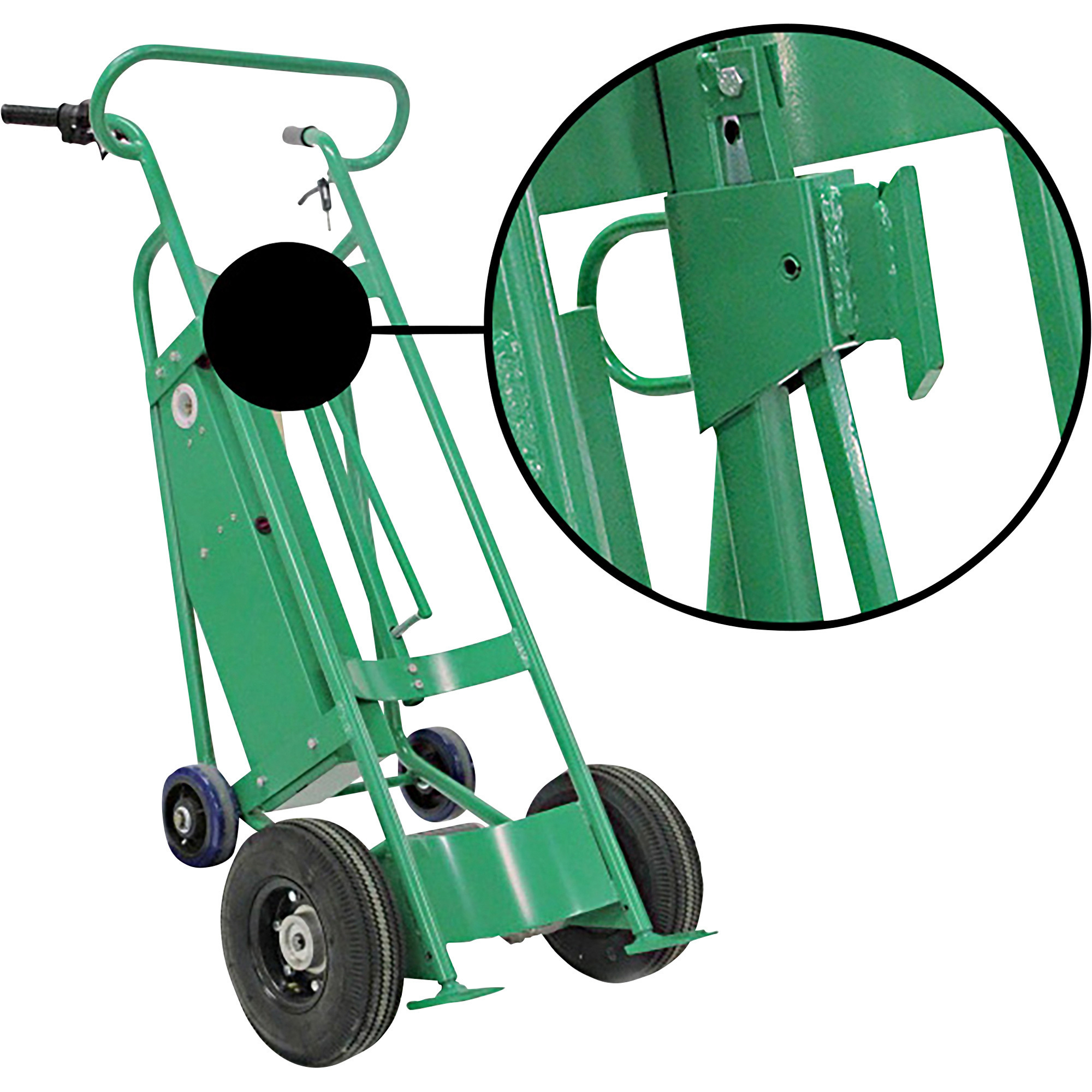 Valley Craft Heavy-Duty Powered Drum Truck with Fiber Chime Hook and Pneumatic Wheels, 800-Lb. Capacity, 30-55-gallon drums, 22in.W x 24in.D x 60in.H